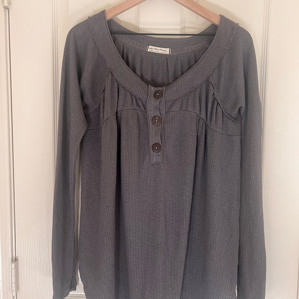 Free people Gray Button-Up Women's Top